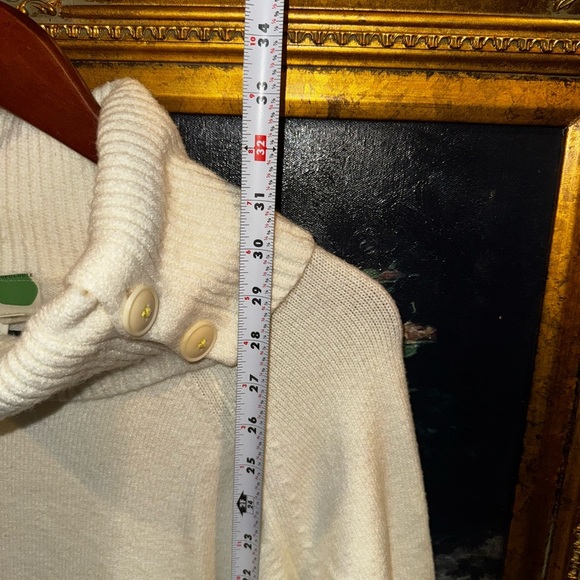 Anthropologie Cream Turtleneck Oversized Cozy Sweater with Buttons Size Large - Picture 6 of 8